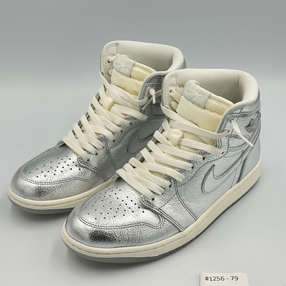 Nike Air Jordan 1 Mid Silver Metallic with Cream Accents